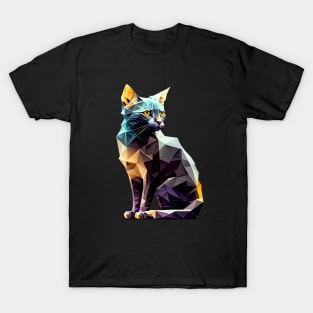 Geometric Cat No. 1: Dark Background (on a no fill background) T-Shirt